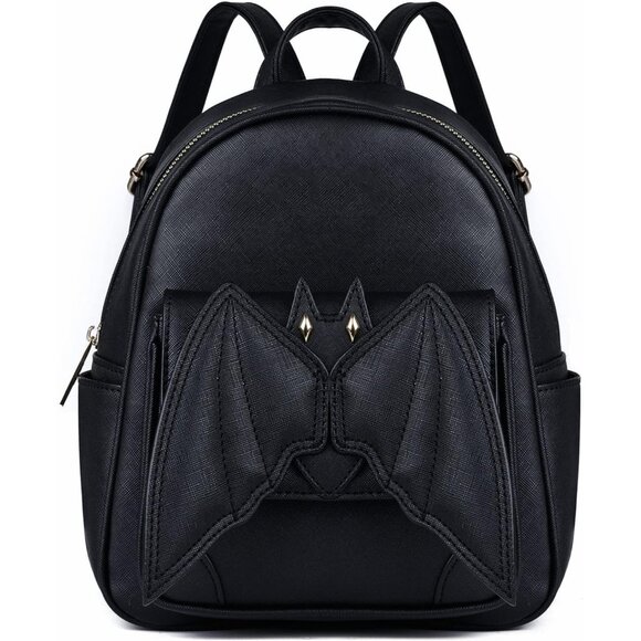 Gothic Mini Leather Bat Purse Backpack Black Daypack for Women main image 5